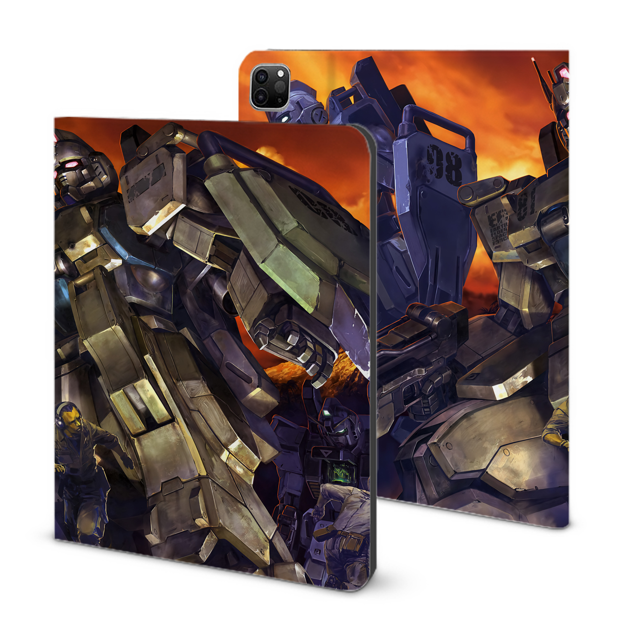 （画像用） 機動戦士ガンダム Mobile Suit Gundam IPad ケース ブック型 PUレザー TPU 耐衝撃 軽量 薄型 ペン収納なし 全面保護 IPad 各モデル対応